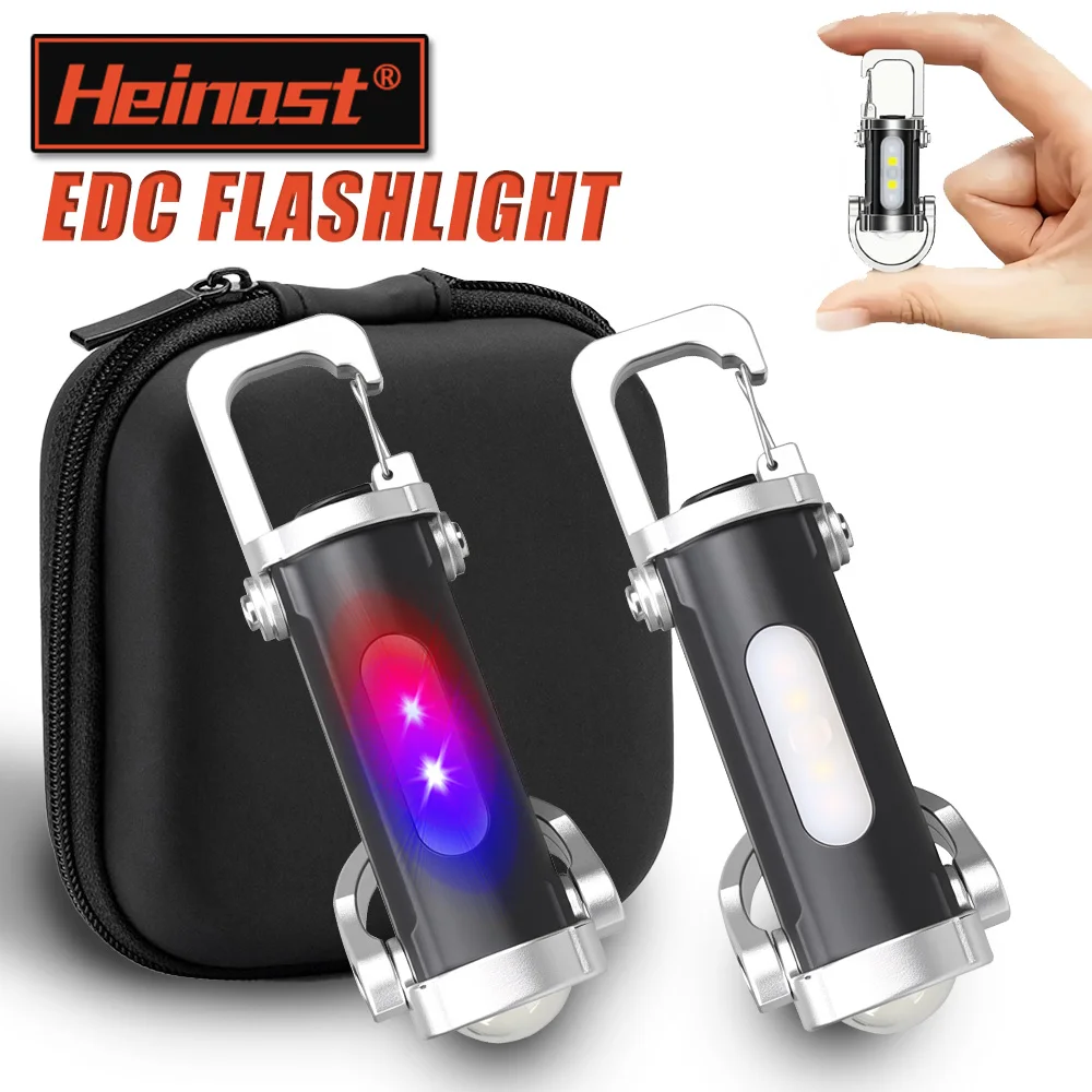 Portable Rechargeable LED COB Keychain Handheld Flashlights Hanging Emergency  Work Lamp For Camping Walking 7 Lighting Modes