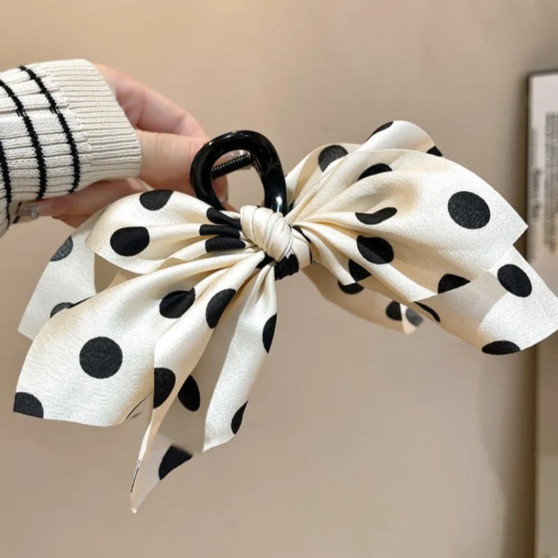 1/2 Stück Retro Mehrschichtige Schleife Polka Dot Haarspange für Frauen Elegante Alltags-Haarklammer Modische Mädchen-Pferdeschwanzspange – Detail 7