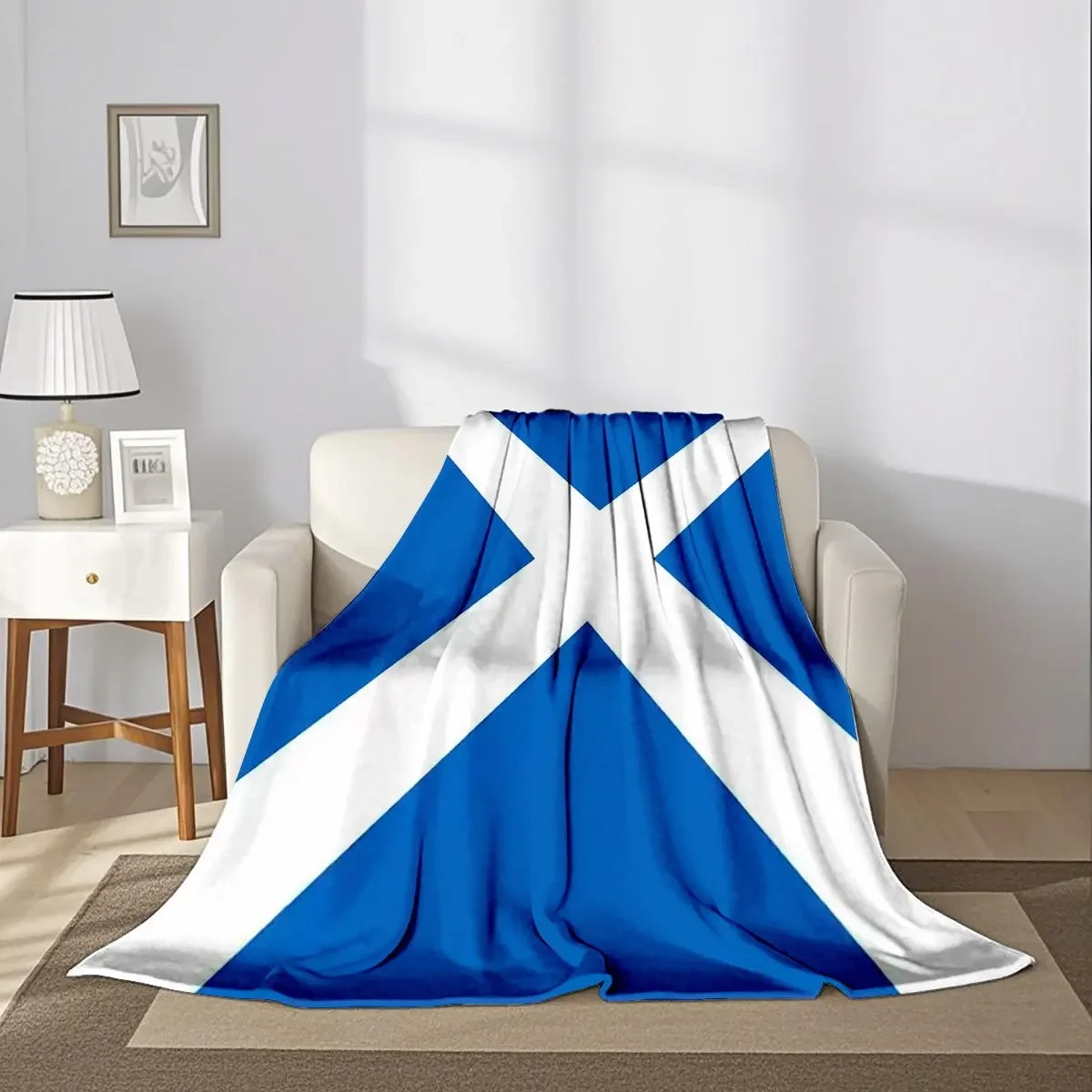 Decorative Scottish Plaid Cross Pattern Throw Blanket for Sofa Bed Cozy Fleece Microfiber Accent Home Decor Gift Winter Seasonal