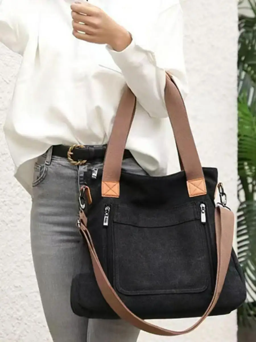 

Большая холщовая женская повседневная сумка через плечо Capaci, маленькая квадратная сумка для ежедневного использования