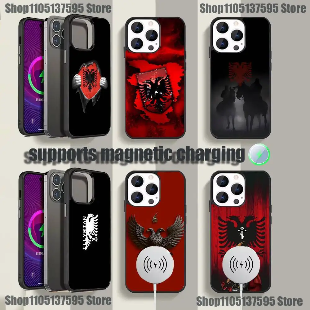 

A-Albanias Flag Phone Case For iPhone 17,16,15,14,13,12,11,Pro,Max,Plus,Mini,SE4,E Magnetic Magsafe Wireless Charging