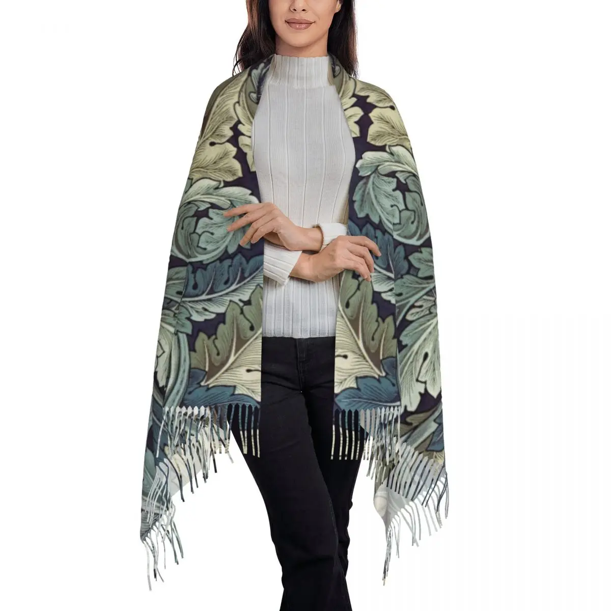 Custom Ladies Long Acanthus By William Morris sciarpe donna inverno autunno Soft Warm nappa scialle Wrap Textile Pattern sciarpa