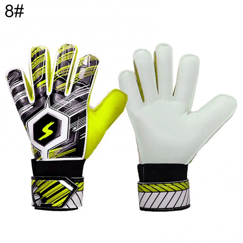 Adult Kids Football Soccer Goalkeeper Goalie Full Finger Hand Gloves Anti Collision Anti Slip Breathable Comfortable