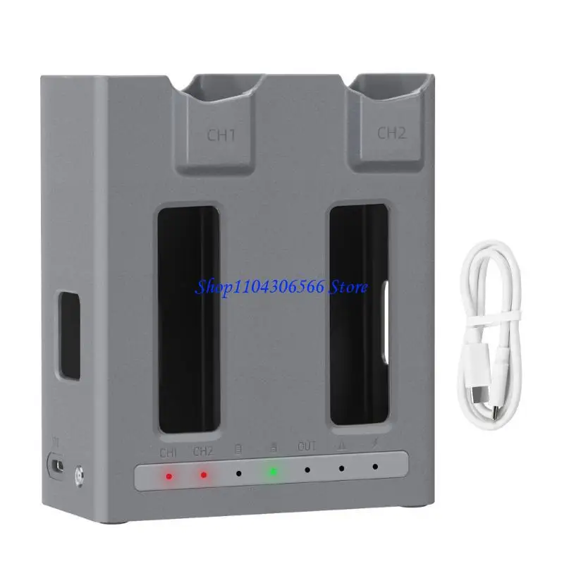 02DD Bidirectional Battery Charging Hubs for 4 Battery LED Charging Camera Battery USB Charging Hubs