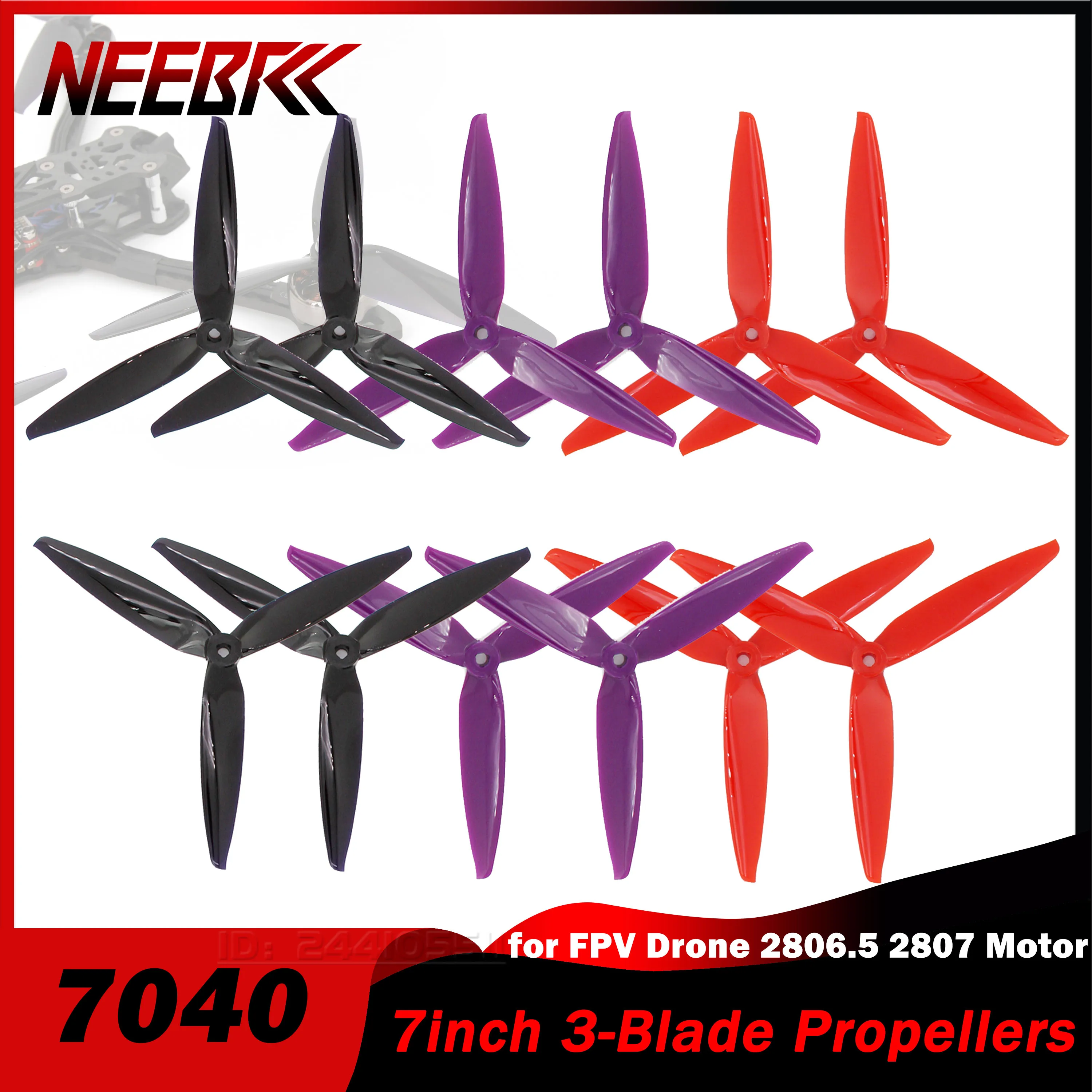 NEEBRC 7040 7inch CW CCW Propellers 3-Blade Low Noise Mark4 APEX FPV Blade for RC Racing Drone Quadcopter DIY 2806.5 2807 Motor