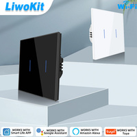 LiwoKit Tuya Wifi EU 1/2/3/4 Gang Touch Switch Led backlight Panel Tempered Crystal Glass wall Light sensory Switches