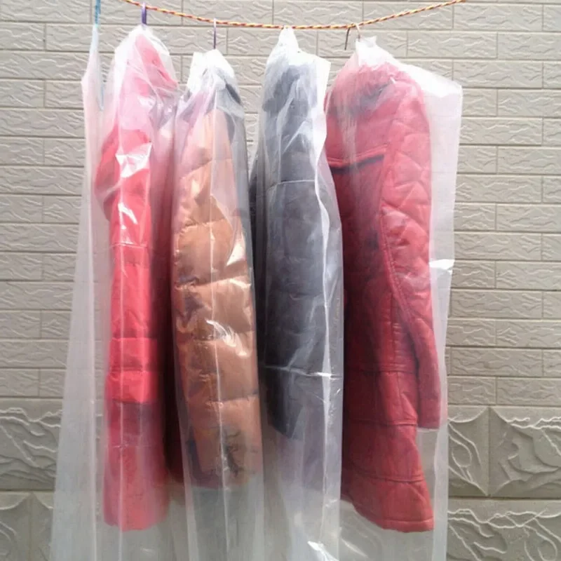 Household Transparent Clothing Dustproof Cover Suit Dress Finishing Storage Bag Dry Cleaning Shop Disposable Hanging Clothes Bag