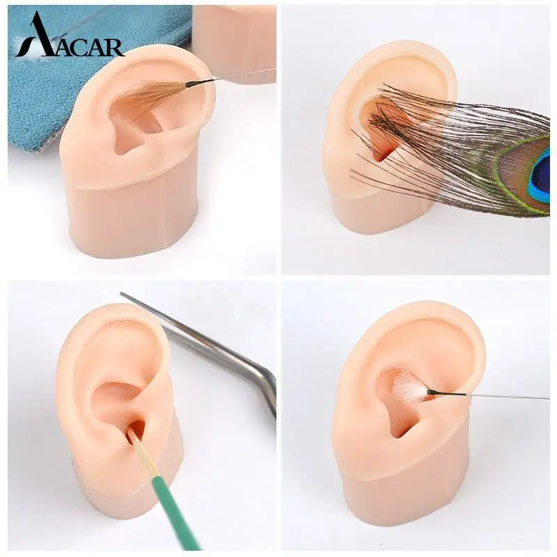 1PC Fake Ear Realistic Soft Silicone Ear Model Deep Canal Delicate Texture With Base Training Teaching Instruction Display Props