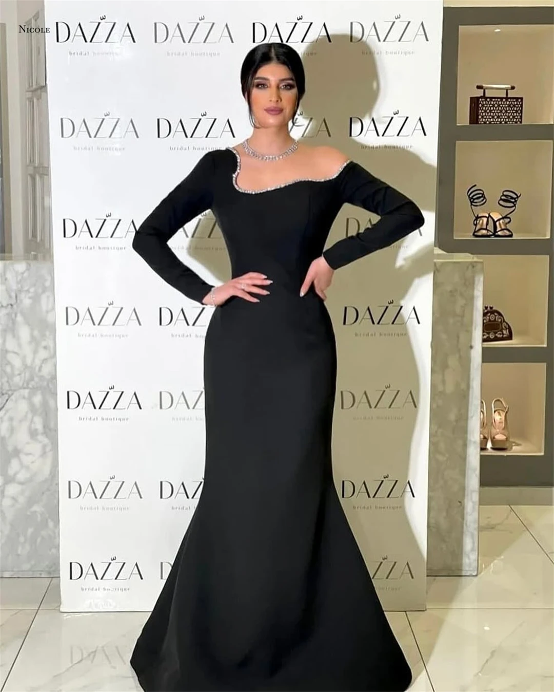 Nicole Square Leader Vestidos femininos elegantes para vestidos de festa de casamento para ocasiões especiais feitos sob medida saia rabo de peixe baile de formatura