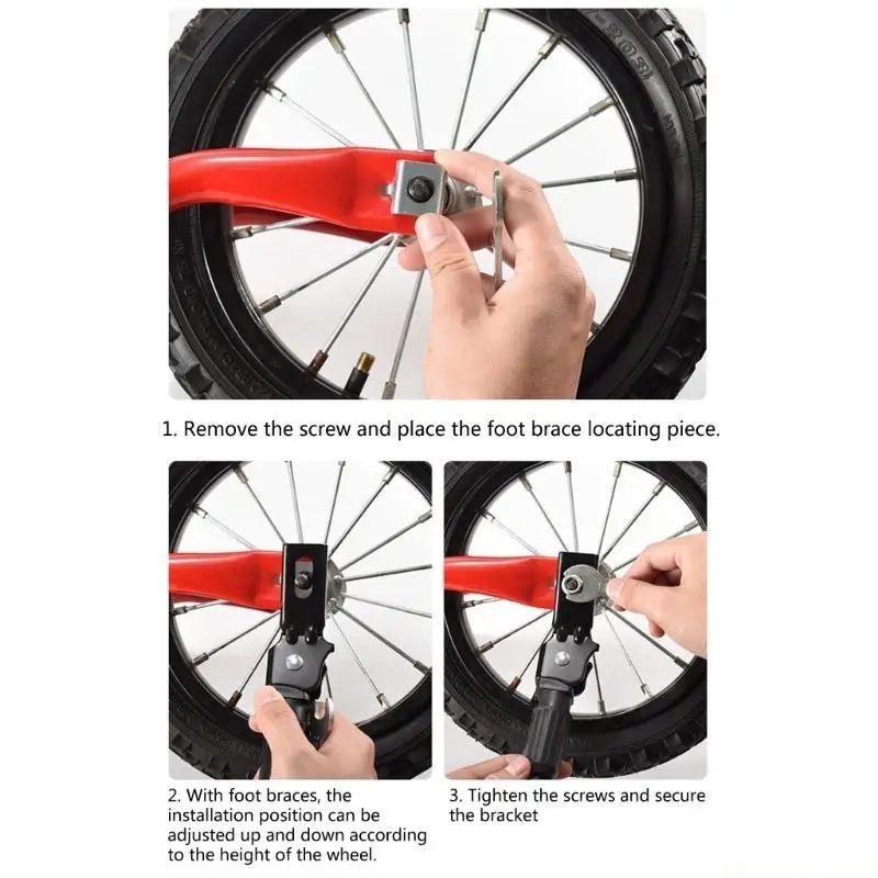 31BE Kids Bike Kickstand Parking Stand Foot Brace Children Bicycles Side Support Adjustable Rear Mount Bicycles Kick Stand