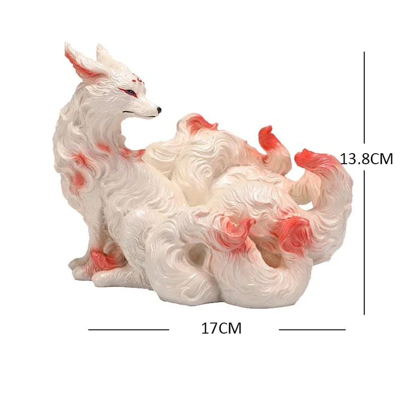 Imagem -05 - Handmade Nine-tailed Fox Ornamento Resina Estátua Animal Desk Decoration Home Decoração Acessórios Natal e Presente de Aniversário