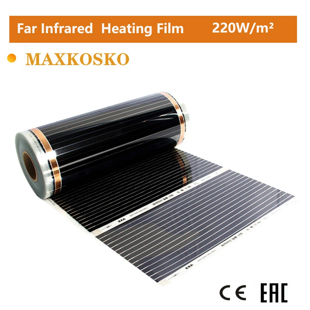 MAXKOSKO Far Infrared Floor and Wall Heating Film With Accessories Home Warming Mat AC220V 200W/M Warming Heating Foil Mat