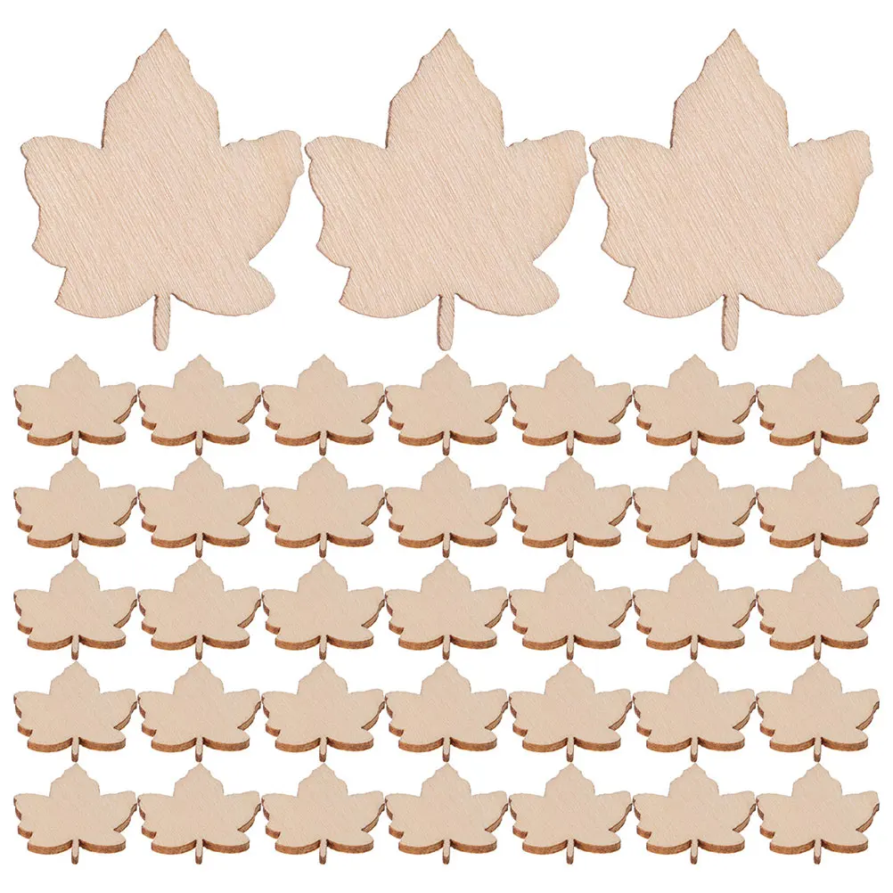 

150pcs Maple Leaf Decoration Painting Fall Wood DIY Crafts Cutouts Chips Leaves Wooden Slices Unfinished Ornaments