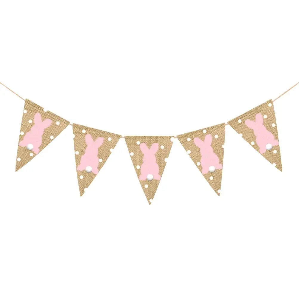 

2pcs Pattern Easter Banner Stylish Pull Flag Decor Party Supplies Hanging Bunting Festive Banquet Eco Friendly