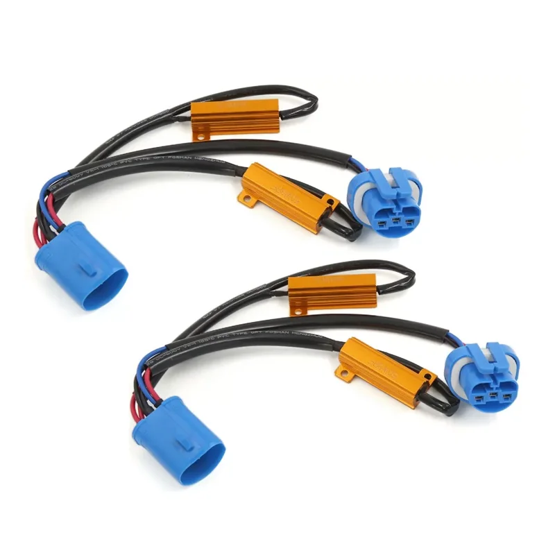 

2Pc 9007 HB5 50W 6 ohm LED Light Headlight No Error Load Resistor Wiring Harness Adapter Anti Flicker Error Free Decoder