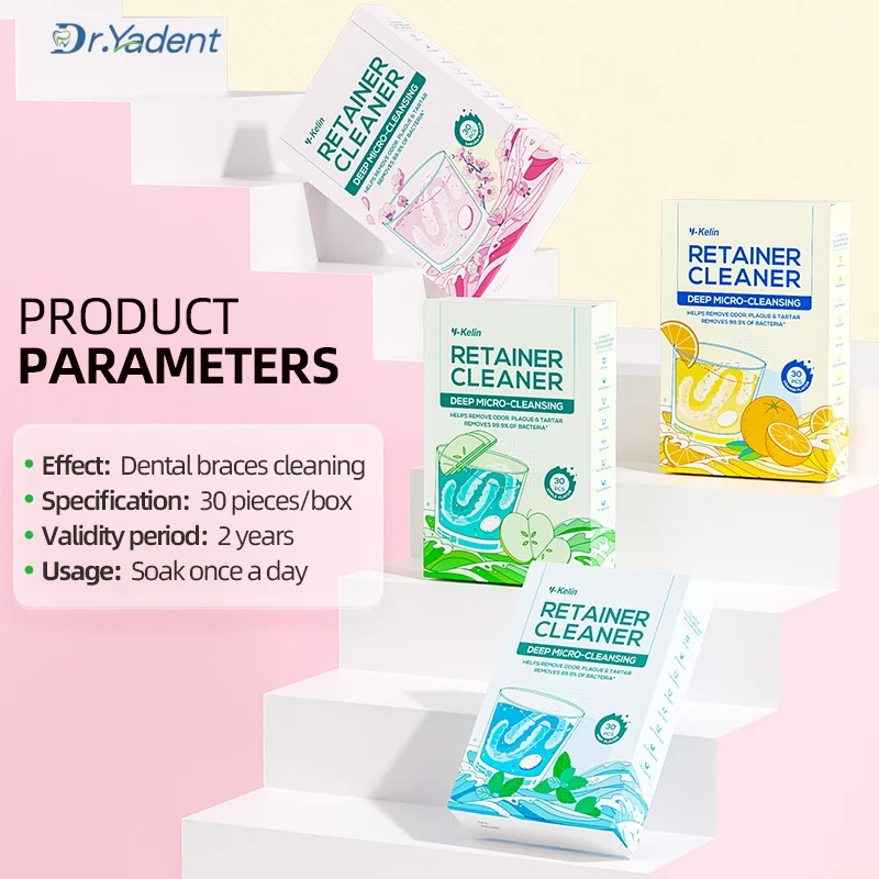 Dr.Yadent Retainer Denture Cleaning Tablet Hygiene Clean 30pcs/Box 3mins Deep Clean Formula Authoritative Certification 4 Flavor