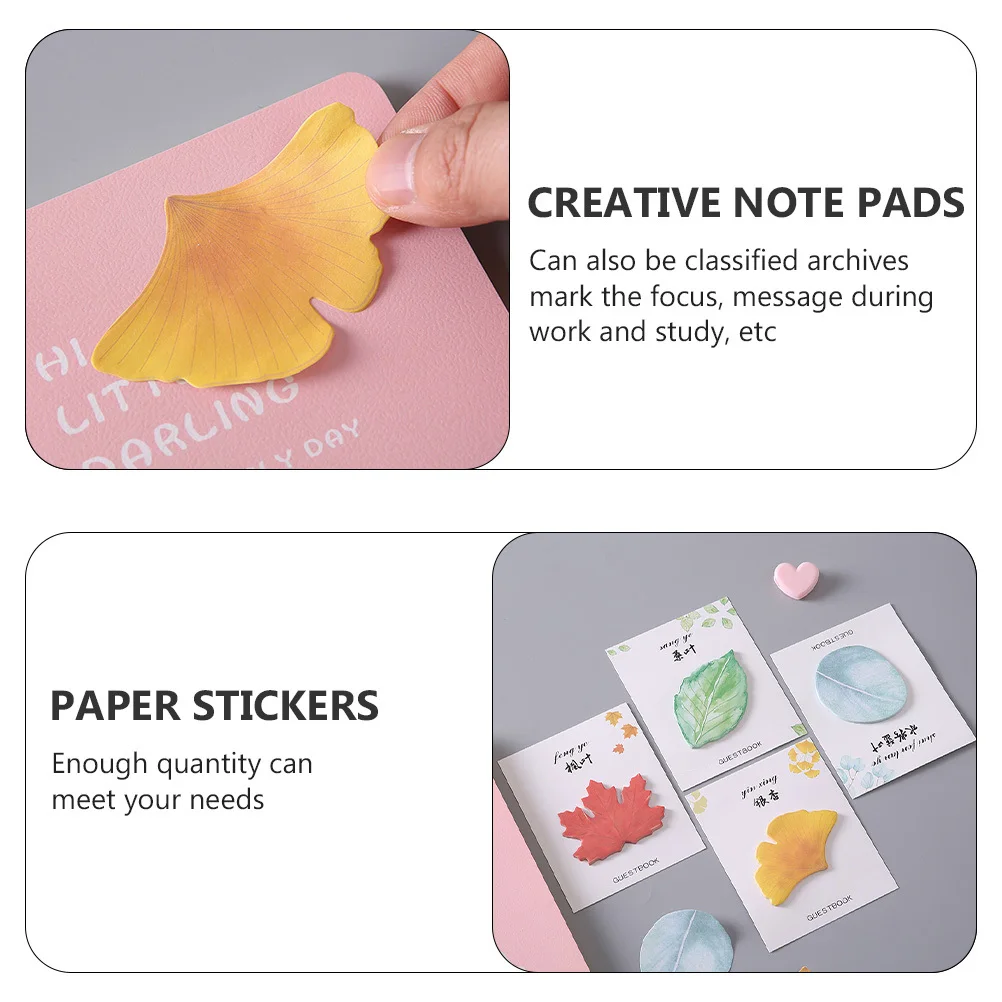 

12Pcs Salted Leaf Note Pads Cute Portable Memo Pads for to-Do Lists Study Notes Lovely Post-Notes Cartoon Style Writing Stickers
