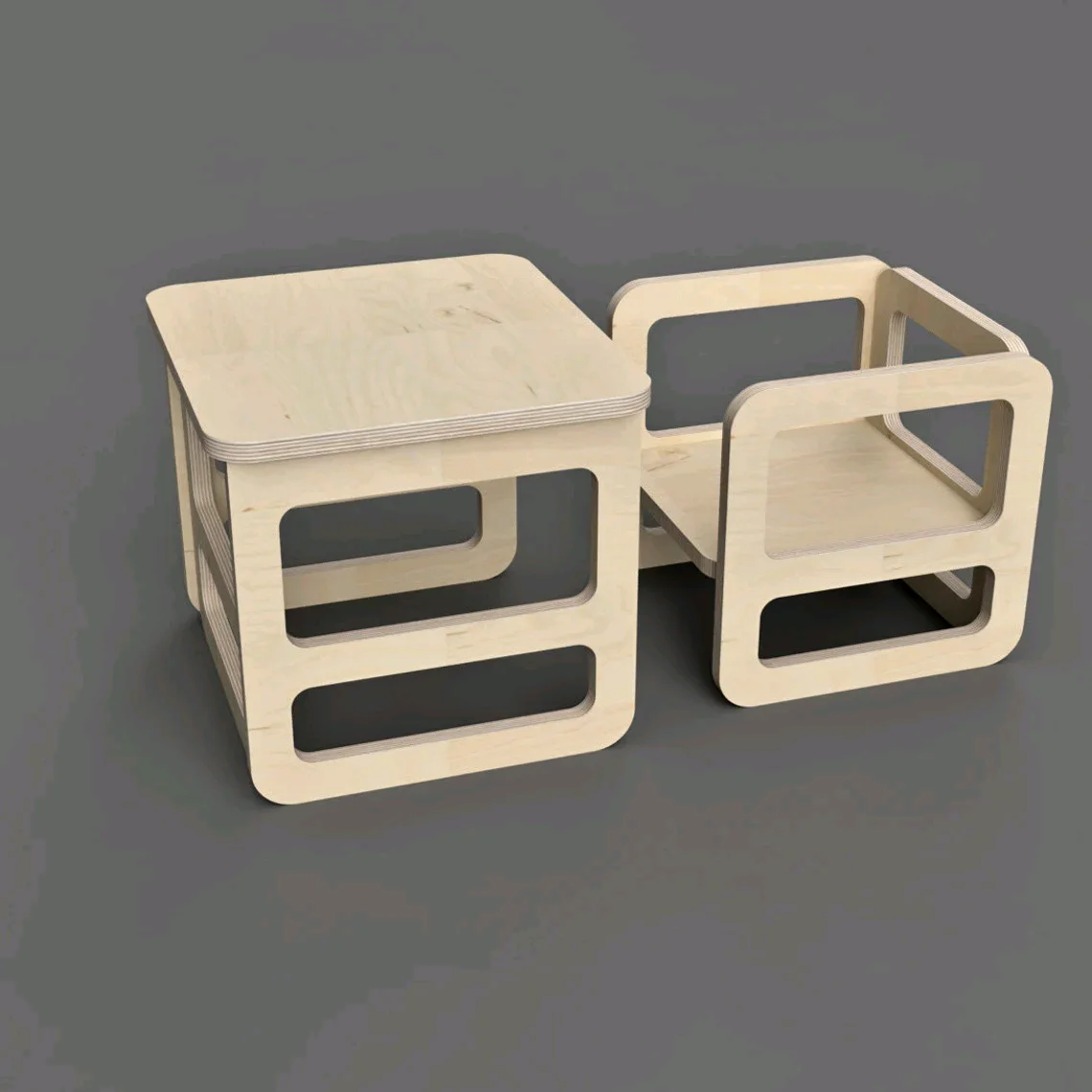 

&c Montessori Toddler Preschool Activity Table and Cube Chair Set for Bedroom and Kitchen Use Minimalist Design Furniture
