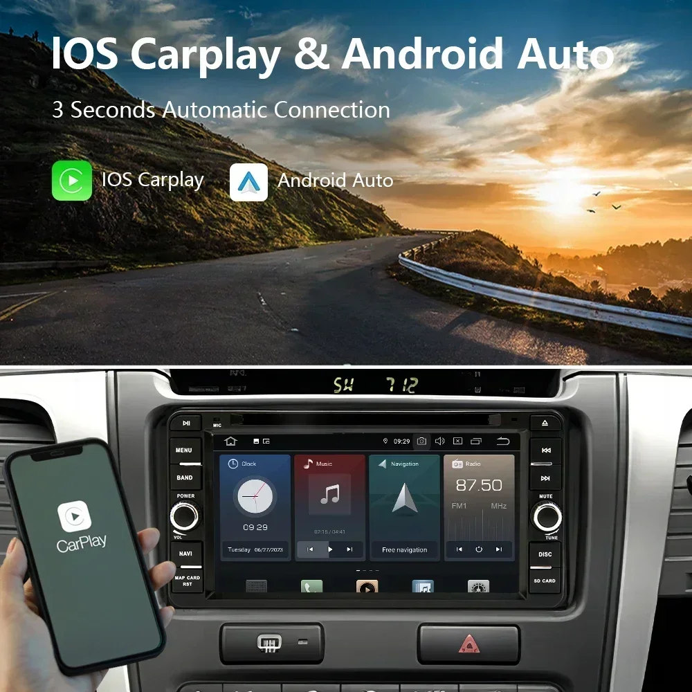 CHSTEK راديو السيارة Carplay أندرويد السيارات لتويوتا RAV4 كورولا فيتز/صدى برادو 2001-2008 نظام تحديد المواقع بلوتوث واي فاي الوسائط المتعددة مشغل ديفيدي