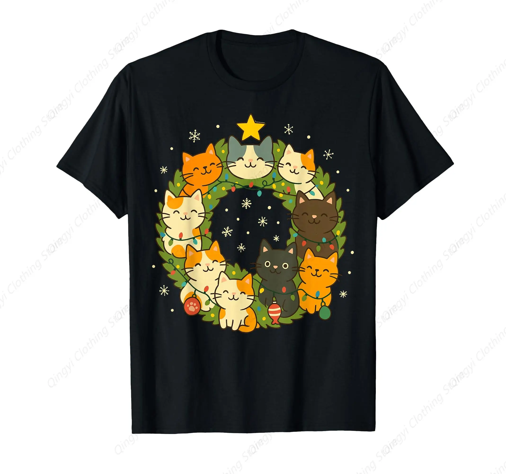 

Christmas Cat Wreath T-Shirt