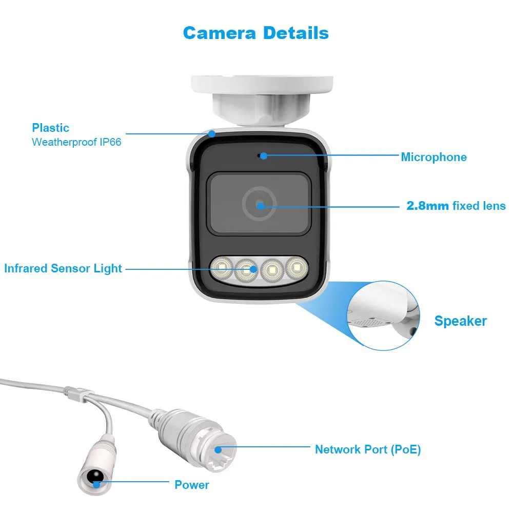 CCTV PoE IP Security Camera Outdoors Waterproof 2-way Audio Color Night Vision 4K 8MP 5MP 4MP Surveillance Camera For Options image 6