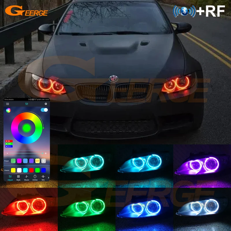 For BMW 3 Series E90 E91 E92 E93 M3 RF Remote Bluetooth-Compatible APP Multi-Color RGB Led Angel Eyes Halo Rings Car Accessories