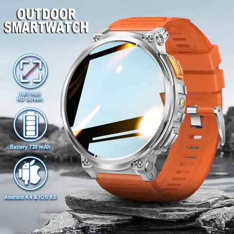 LIGE K66 Smart Watch Men Flashlight Bluetooth Call 1.85inch 128MB Memory 730mAh Large Battery LED Light Outdoor Sport Smartwatch