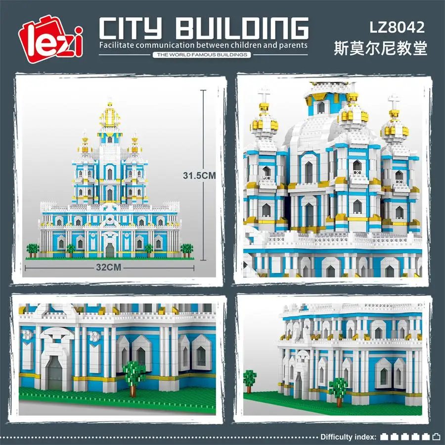 Mini Blocks Architecture Famous Building Bricks Russia Smolny Monastery Church Kids Toys St Paul Cathedral for Children Gifts