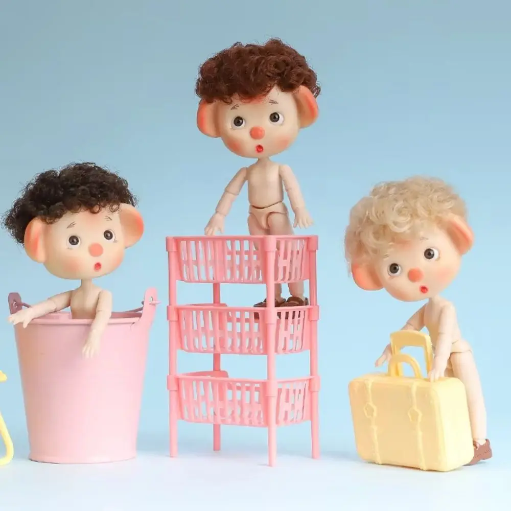 

Beautiful 1/12 BJD Movable Joint Doll Body Toys Moveable Nude 12 Ball Jointed Doll 3D Pig Head Doll Head with Hair Children