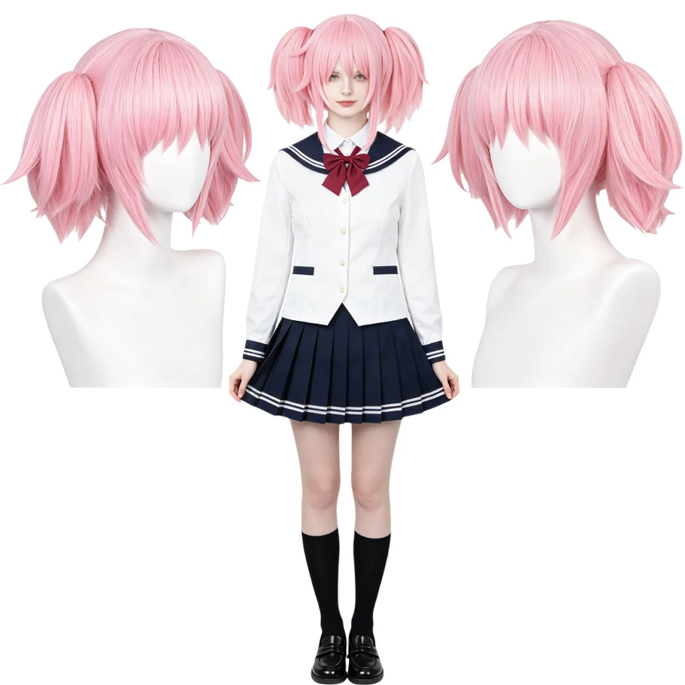 ink Pigtail Wig with Bangs, Short Fluffy Synthetic Hair, Cute Twin Tail Lolita Style Wig for Women Daily Wear and Party Dress Up