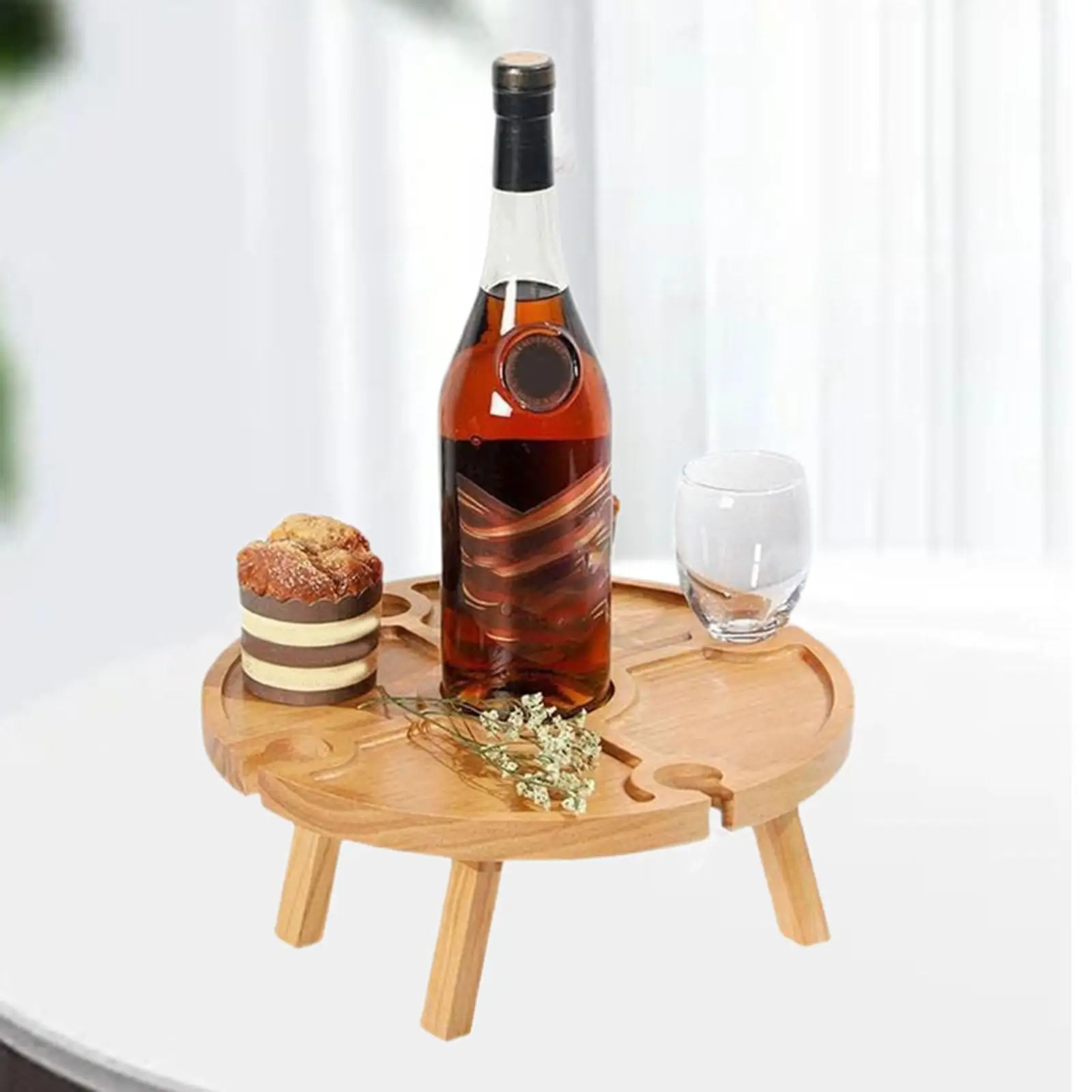 Wine Picnic Table with Glass Holder Wine Table for Park Fishing Camping