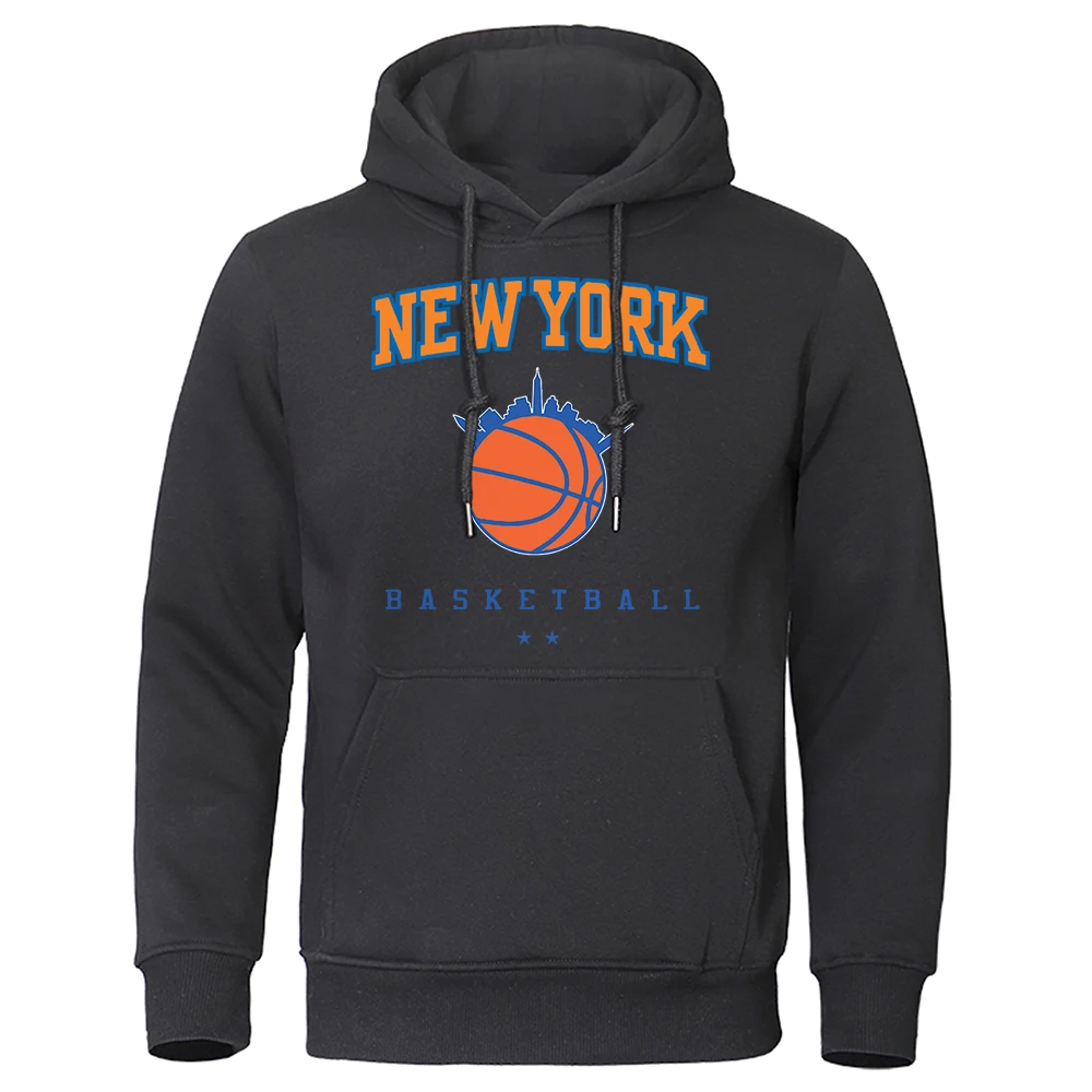 New York Basketball Personality Street Hoodies Men Fashion Casual Clothing Oversized Hip Hop Streetwear Crewneck Loose Hoodie