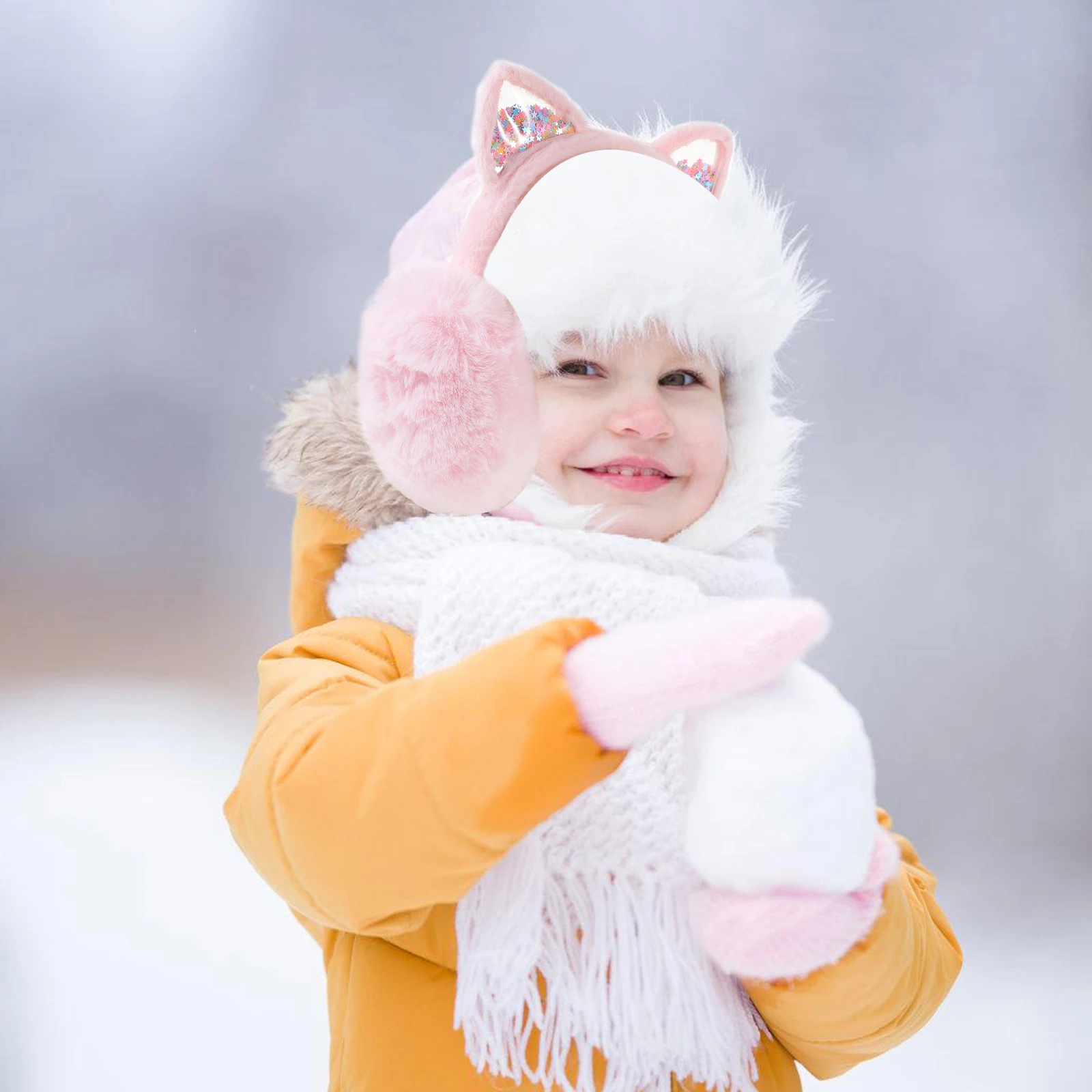 

Winter Ear Muffs Kids Pink Foldable Warm Earmuffs Earphones Skiing Accessories Women Fuzzy Outdoor Cold Weather