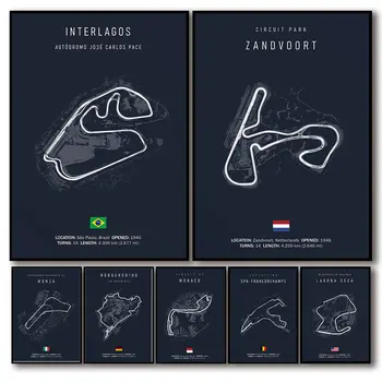 2023 F1 Imola Monaco Zandvoort Track Circuit Park plátno nástěnné umění plakáty s vozy F1 estetická dekorace do pokoje motorsport 10 nejlepší prodej okruh v Monaku - №5