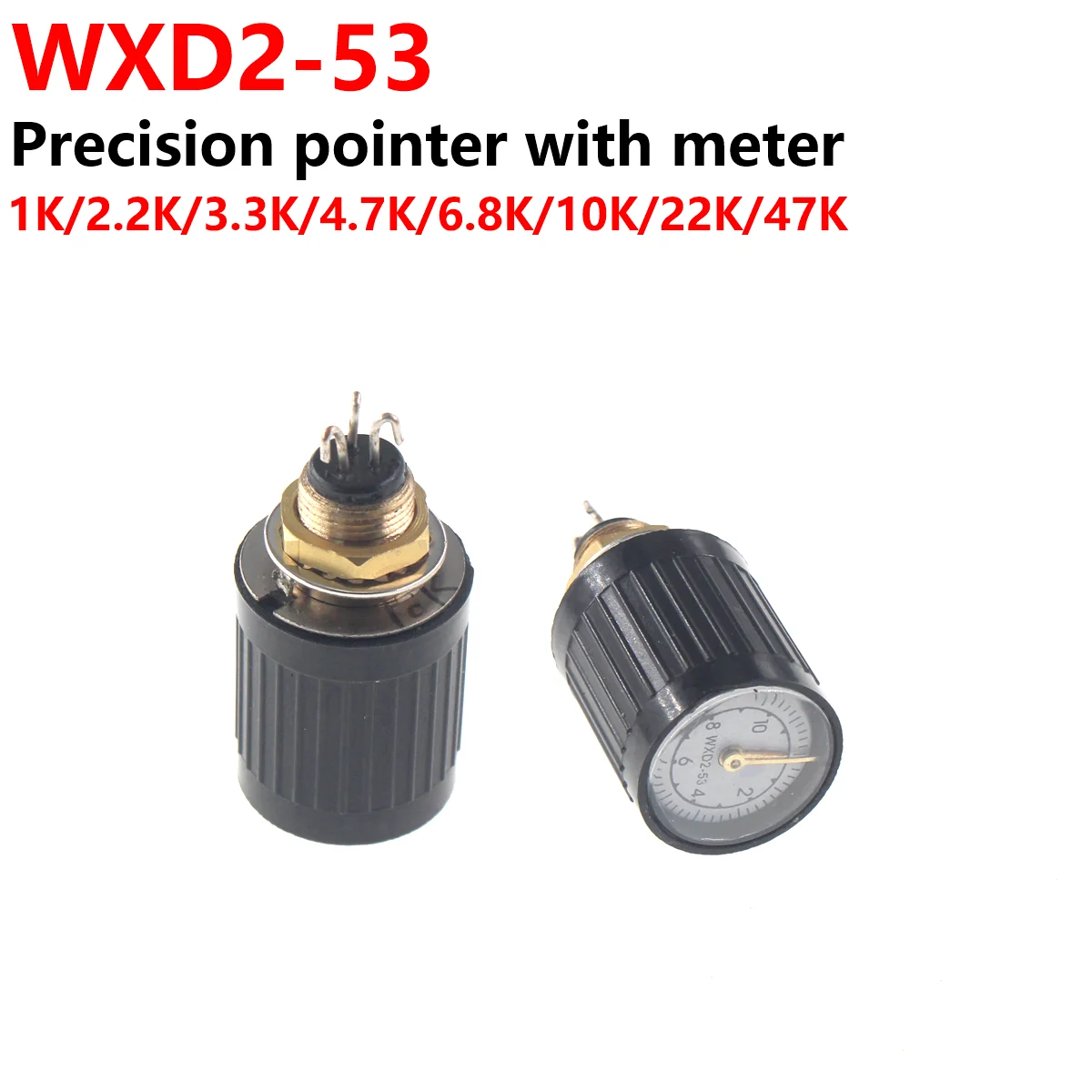 1PCS WXD2-53 Pointer Type Multi Turn Organic Solid Potentiometer 1K 2K2 3K3 4K7 5K1 10K 22K