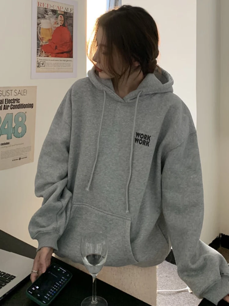 Hoodies Women Streetwear Letter Simple Design Stylish Leisure Students Basic Loose All-match Ulzzang Personality Spring Retro