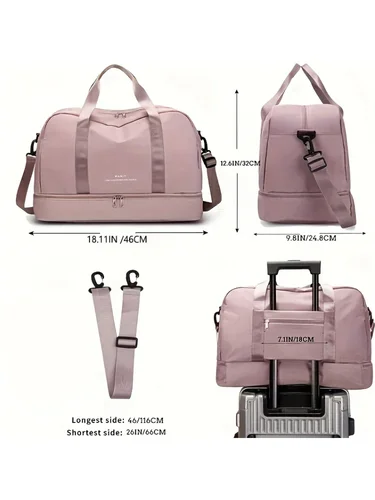 Imagen 2 del producto Bolsa de viaje expandible para mujer, bolso deportivo, bolso de fitness, gran capacidad, bolso de noche de fin de semana con un solo hombro