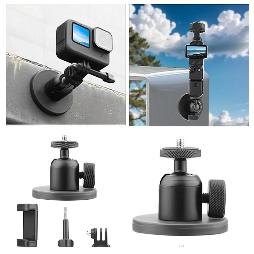 Magnetic Mount Ball Head Base For GoPro 13 12 11 10 9 8 Action 3 4 5Pro IPhone Action Camera Fixed Bracket Accessories