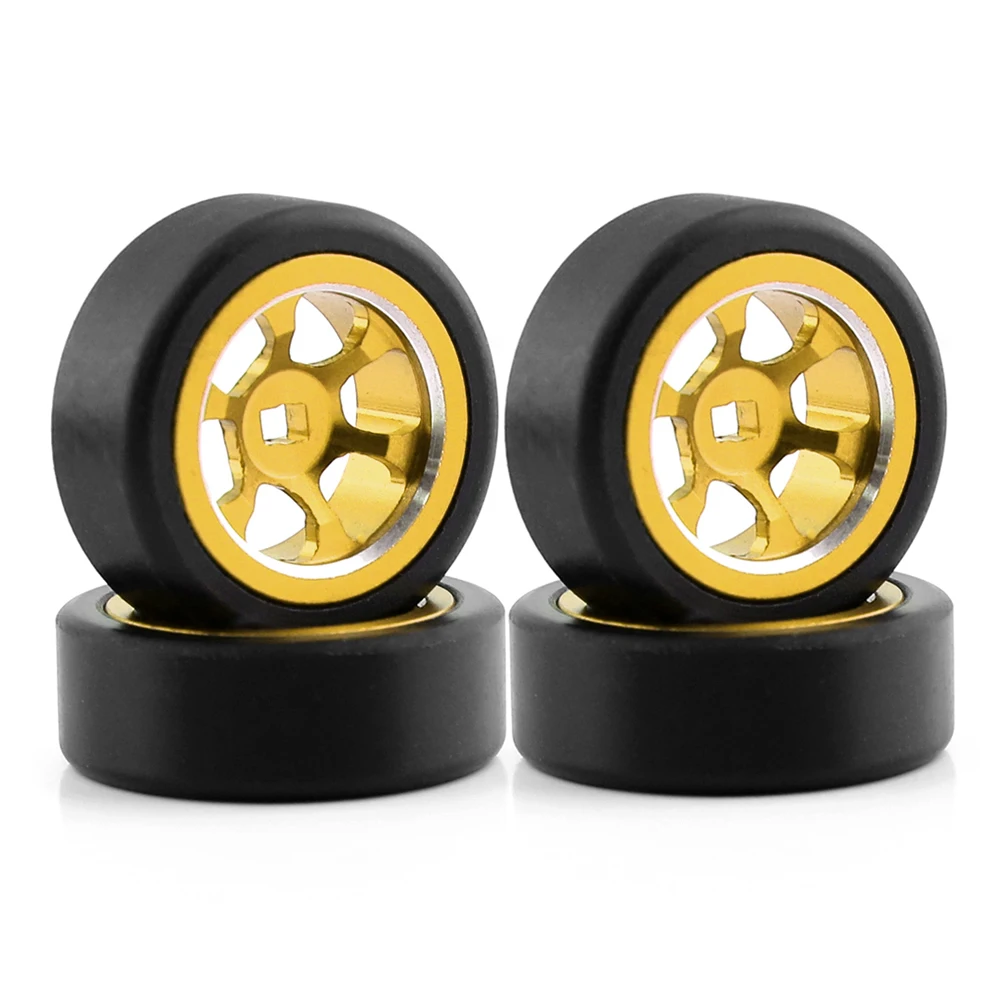 4PCS 1/28 RC Mosquito Drift Car Tire 25mm Metal Wheel Rim Plastic Drift Tyres for Wltoys K969 K989 P929 AWD Kyosho MINI-Z MINI-Q view 3