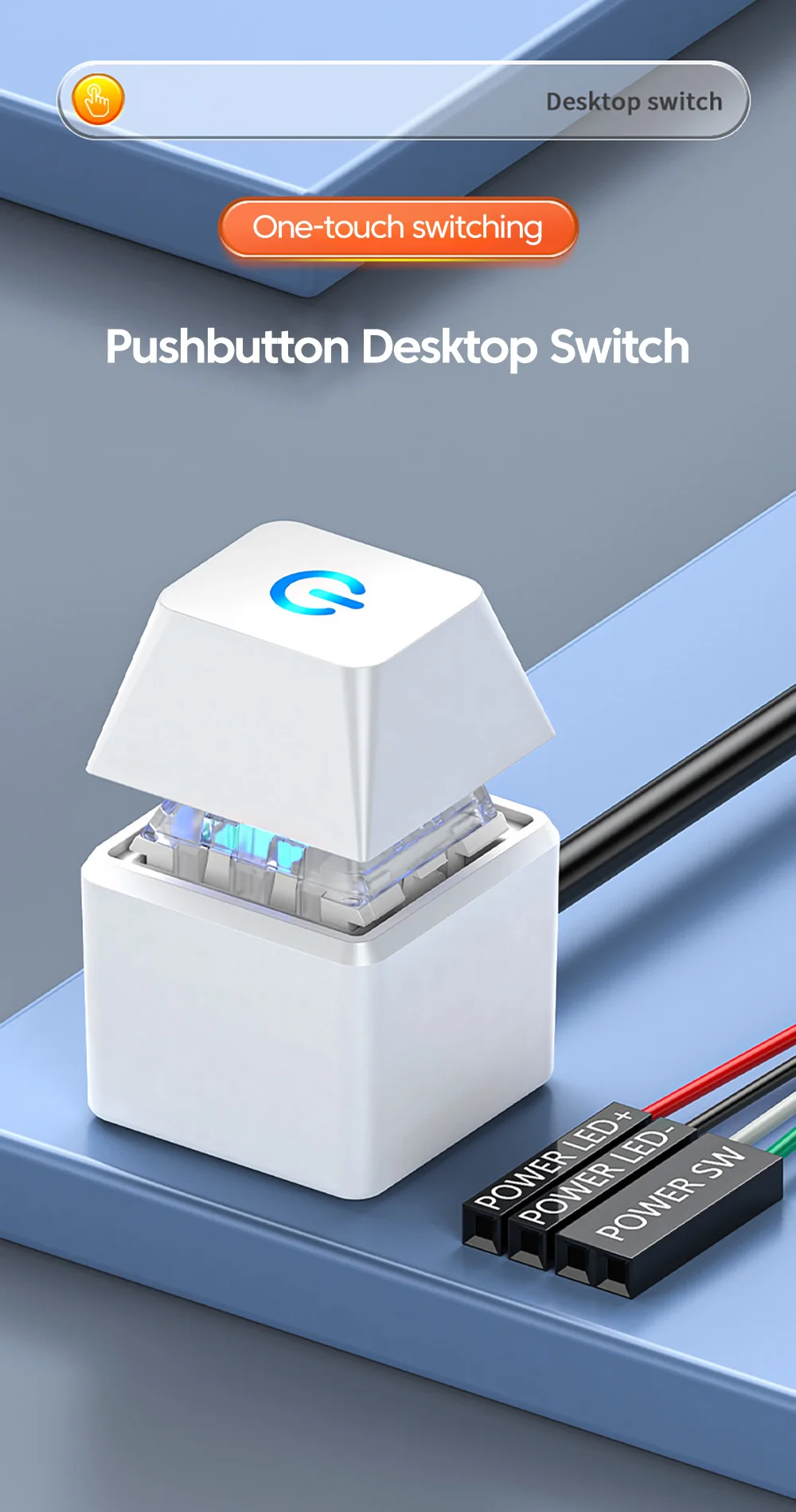 Computer Desktop Schalter Taste LED Licht PC Motherboard Externe Start Power On/Off-Taste 2m Verlängerung Kabel für Home Office – Detail 3