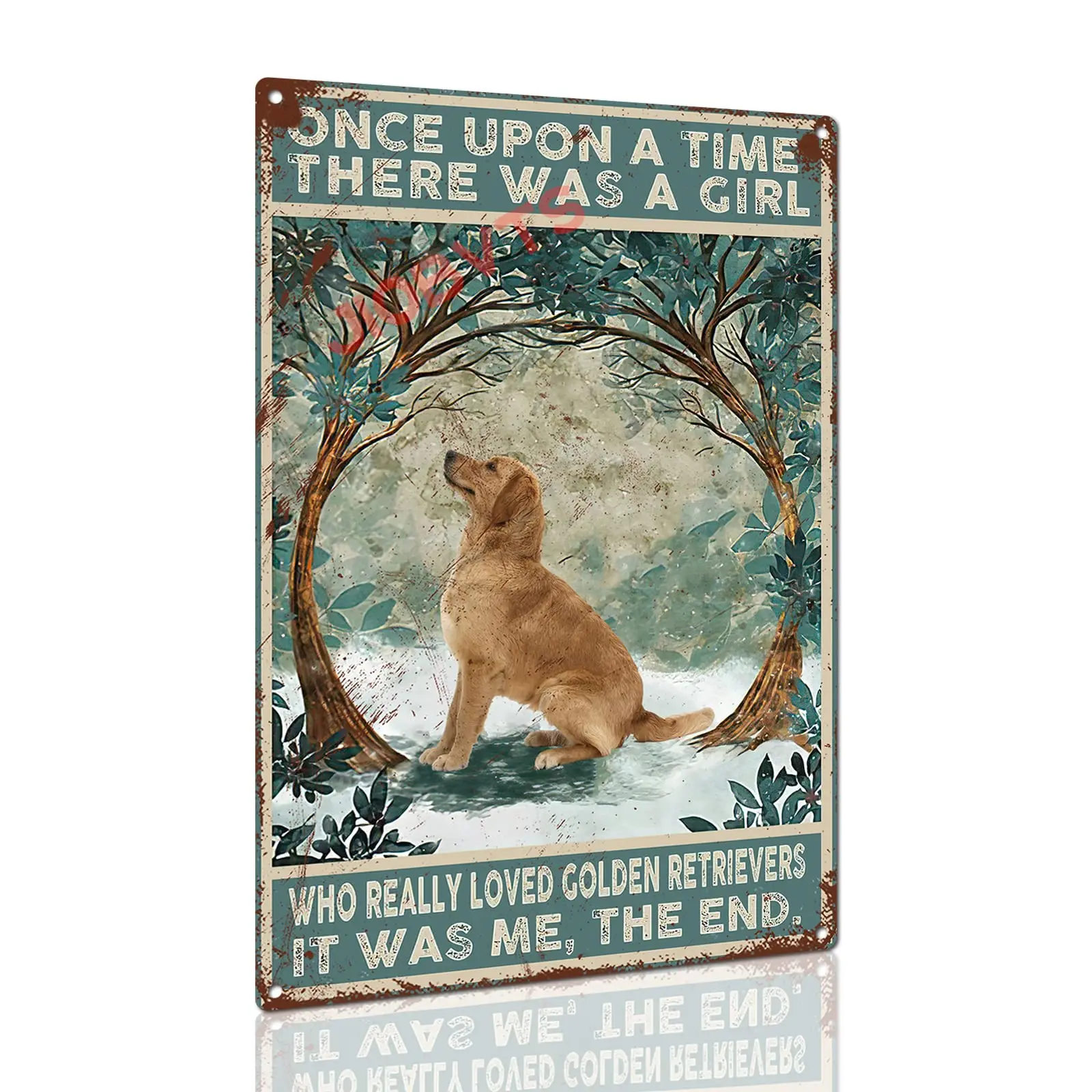 Tin Sign Once Upon A Time There was A Girl Who Really Loved Golden Retrievers Poster Tin Signs Metal Bar Wall Plaque Decor Kitch