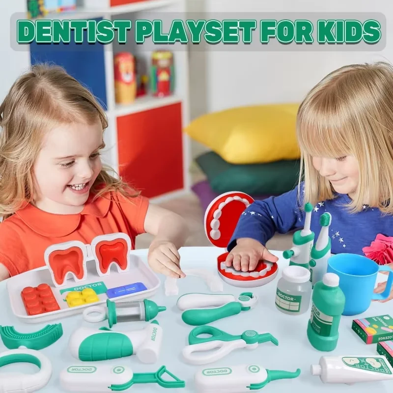 Crianças kit de jogo médico brinquedo médico conjunto dental hospital role play presente dentista jogo acessórios simulado ferramenta médica para crianças