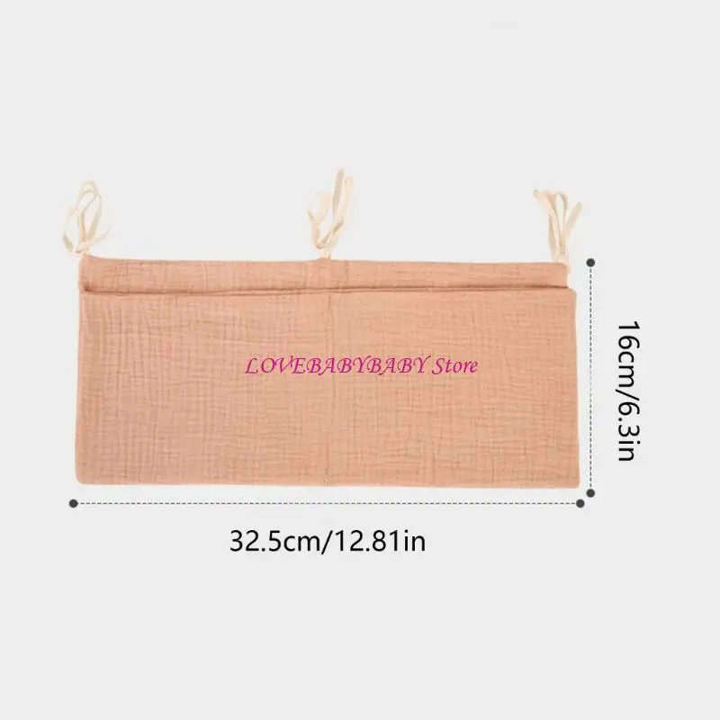 Baby Crib Side with Double Pockets Soft Hanging Storage Breathable Hanging Pocket Bag for Diapers & Toy 4XBC