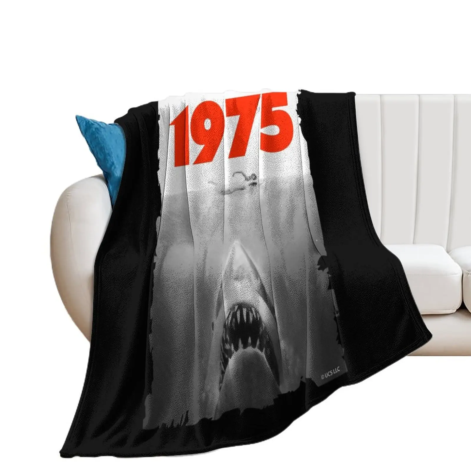 

Jaws 1975 fan art Throw Blanket Plaid Furry Blankets