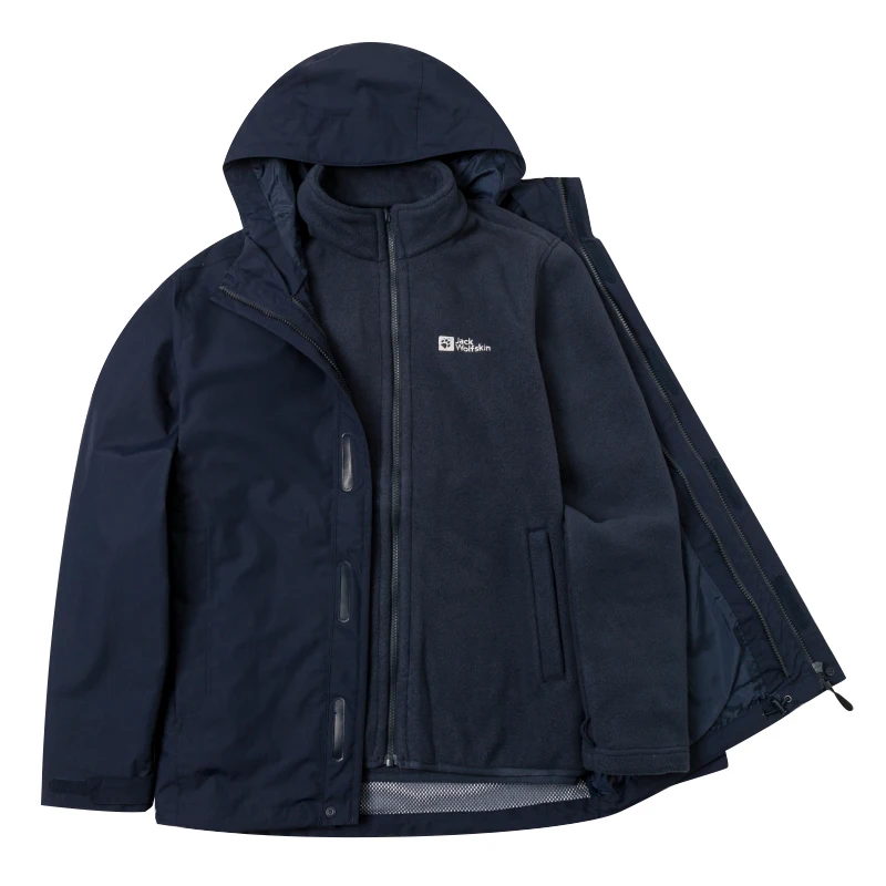 

Jackwolfskin Мужская модная спортивная одежда для фитнеса на открытом воздухе, бега, флисовая куртка три в одном 5012776-1010