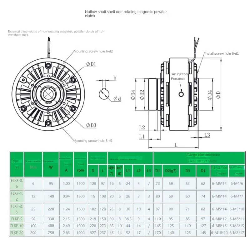 -1.2-2.5-10-20-40 sea and air spindle magnetic powder clutch