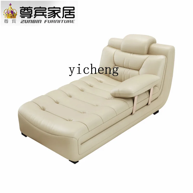 Zws Modern Lazy Leather Sofa Small Apartment Single Recliner Bedroom Apartment Hotel Chaise Bed