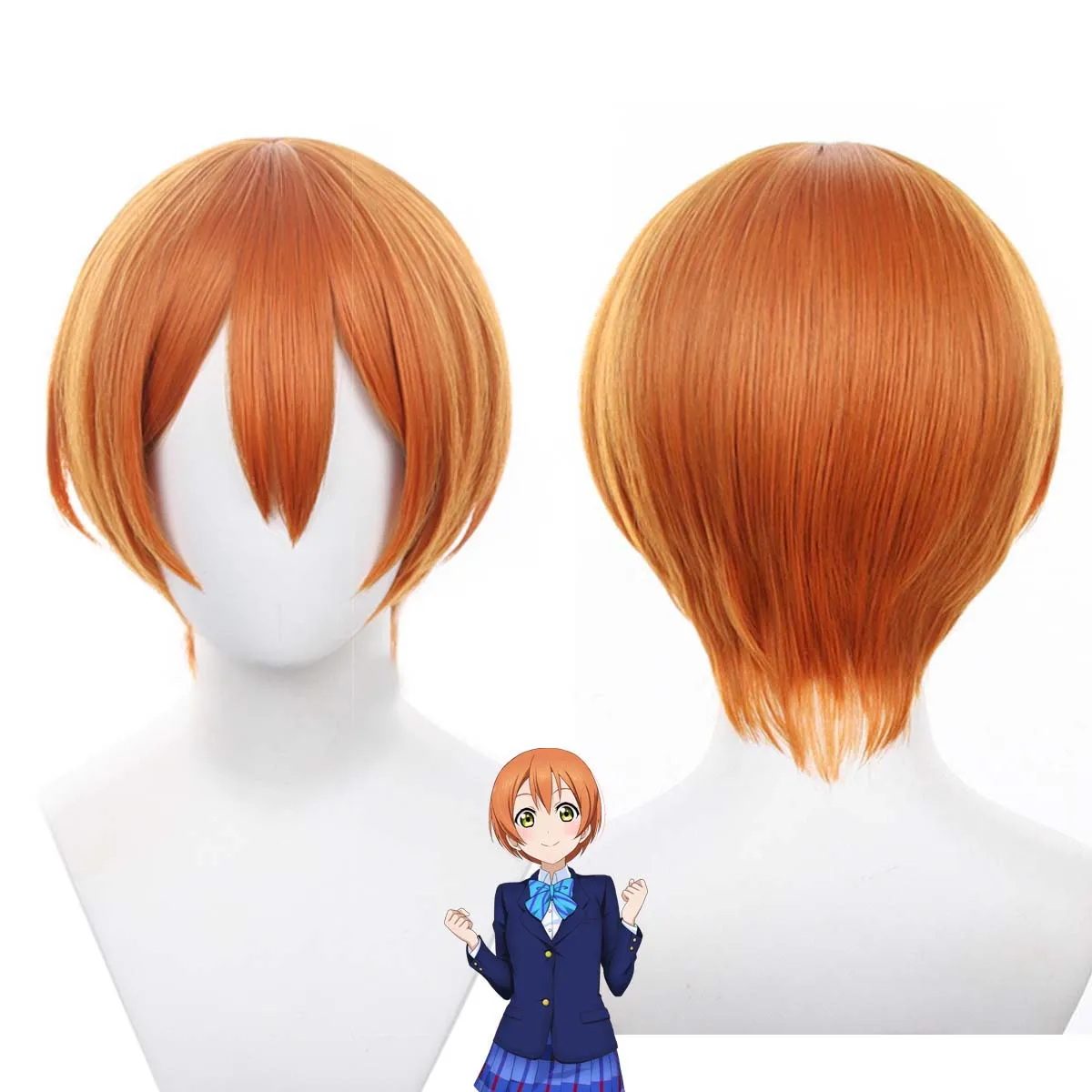 

Аниме LoveLive Rin Hoshizora Косплей Короткий оранжевый термостойкий парик из волос