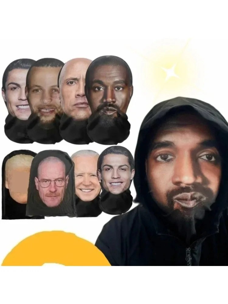 Nowa maska Kanye drukowana w 3D, elastyczna siatka, maska na całą twarz do cosplayu, nakrycie głowy, moda hip-hopowa, kominiarka, kaptur, czapka, nakrycie głowy (QS) — Zdjęcie 2 z 2