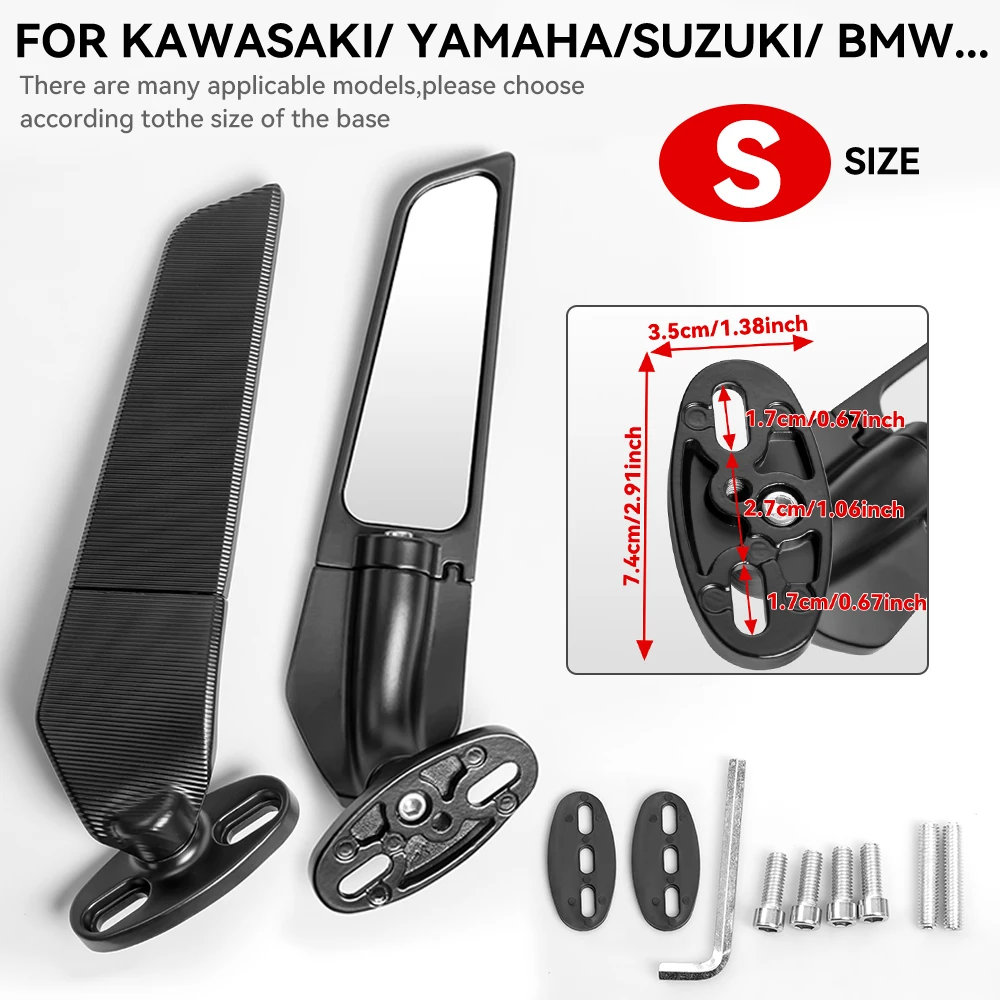 Voor KAWASAKI NINJA 300 250 400 650 H2 H4 Gemodificeerde Motorfiets 2 STUKS CNC Achteruitkijkspiegels Wind Wing Verstelbare Roterende Side